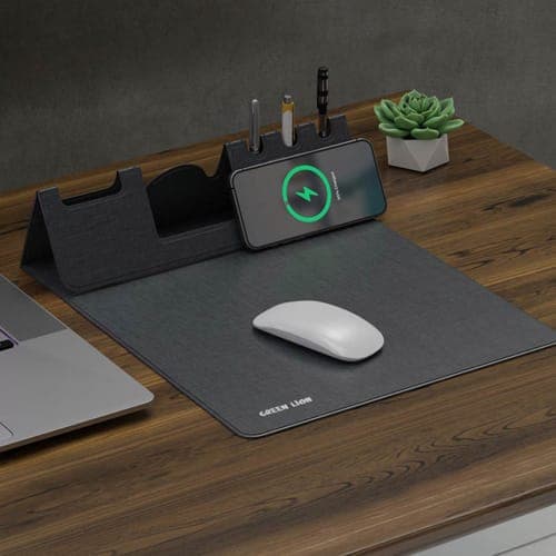 موس پد و شارژر وایرلس گرین لاین مدل GNMSPADWIRGY Green Lion Mouse Pad Wireless Charger — تصویر ۲