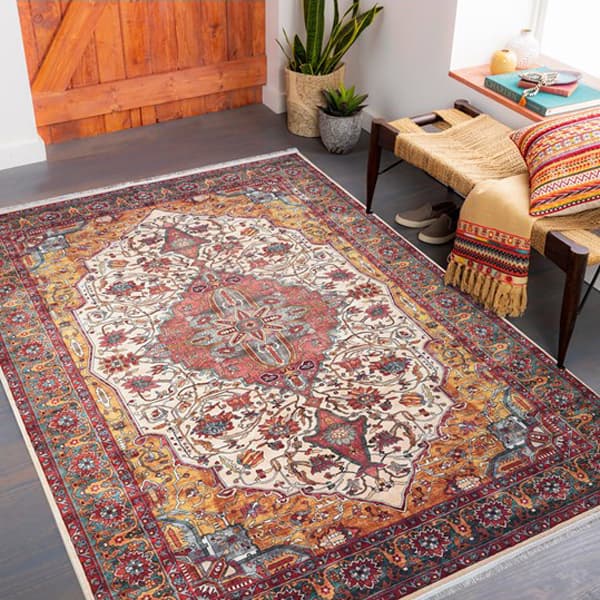 فرش ماشینی سنتی طرح 100354 کرم 1000 شانه - Paeez — تصویر ۳