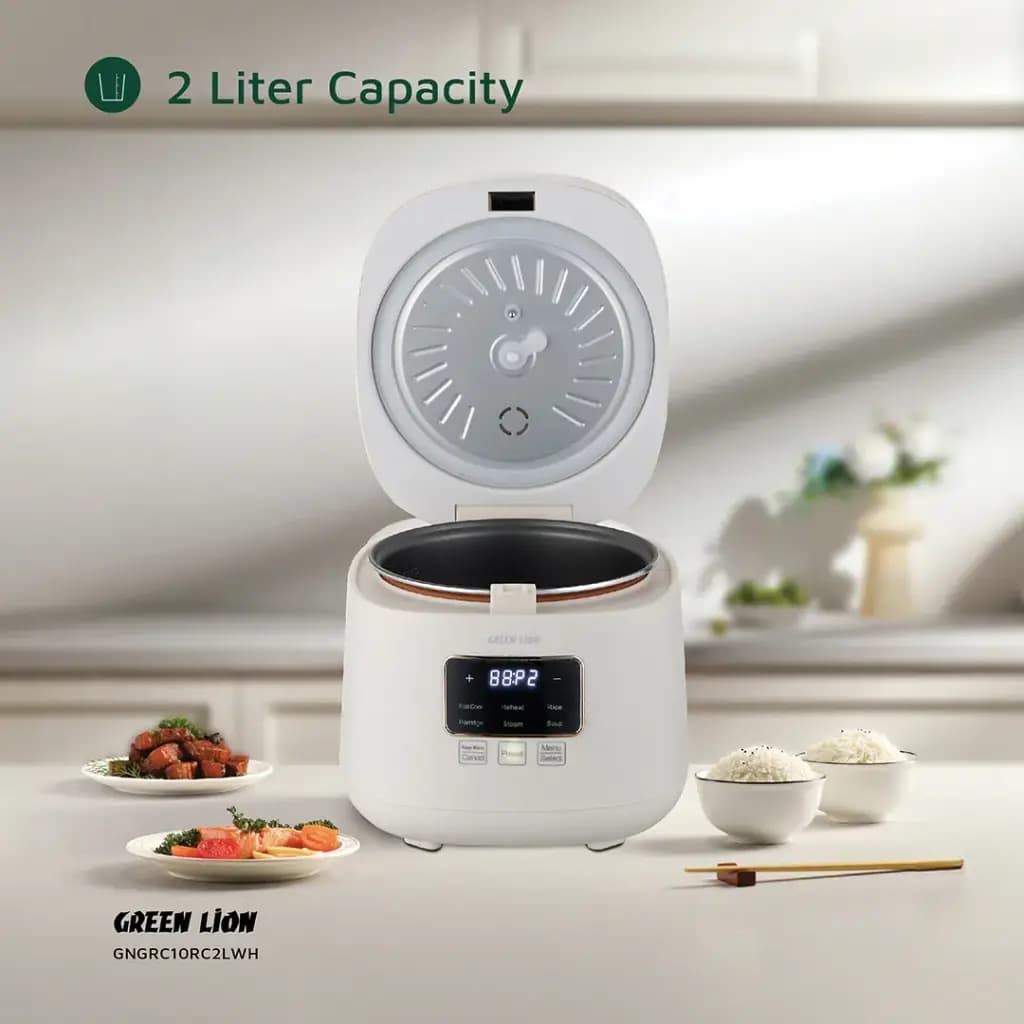 پلوپز دیجیتال 2لیتری گرین Green Lion GRC-10 Digital Rice Cooker 2L(جعبه آسیب دیده) — تصویر ۶