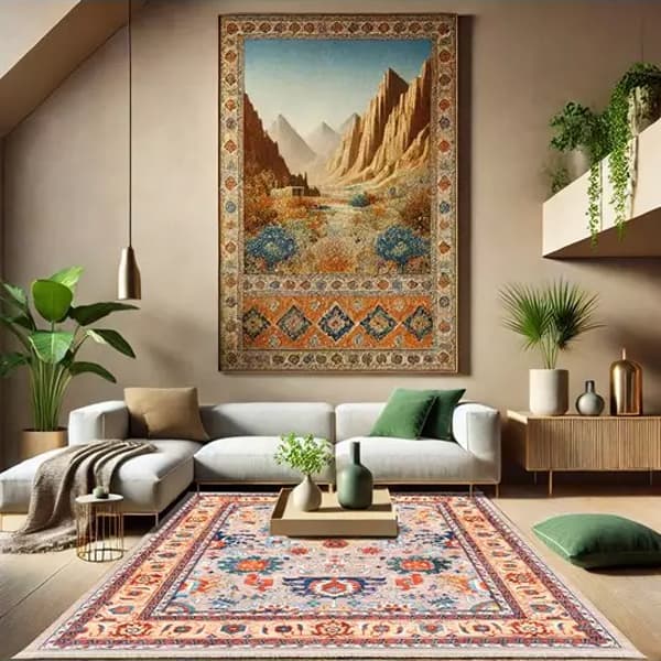 فرش ماشینی سنتی طرح 25CS0260 طلایی 1000 شانه - Paeez — تصویر ۷