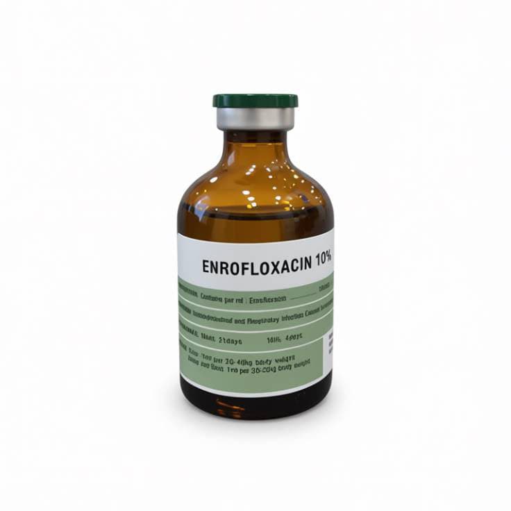 ویال تزریقی انروفلوکساسین ۱۰٪ (Enrofloxacin) حجم 50 میلی‌لیتر