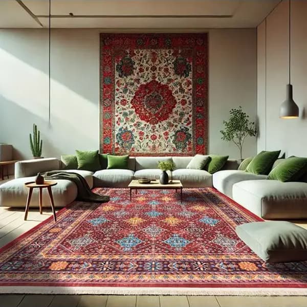 فرش ماشینی سنتی طرح 25CS0190 عنابی 1000 شانه - Paeez — تصویر ۴