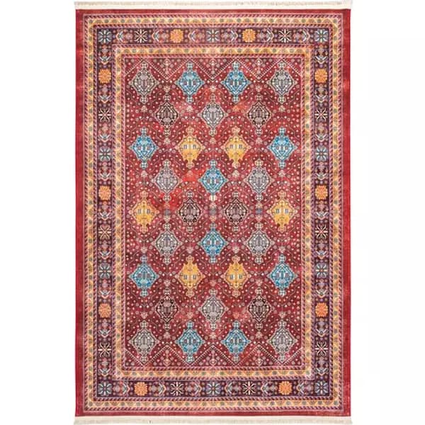 فرش ماشینی سنتی طرح 25CS0190 عنابی 1000 شانه - Paeez