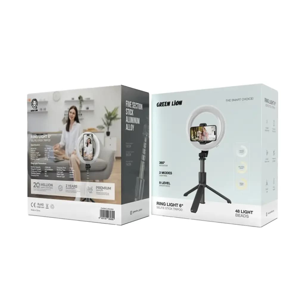 مونوپاد و رینگ لایت 6 اینچی گرین Green Lion Ring Light 6″ Selfie Stick — تصویر ۲