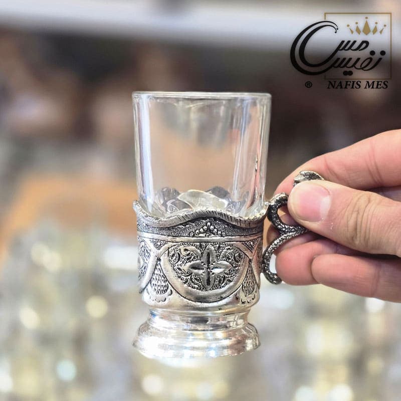 سرویس چای خوری آب نقره طرح ترنج — تصویر ۸