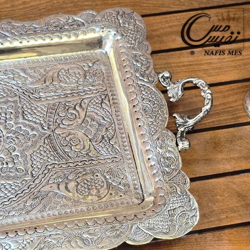 سرویس چای خوری آب نقره طرح ترنج — تصویر ۴