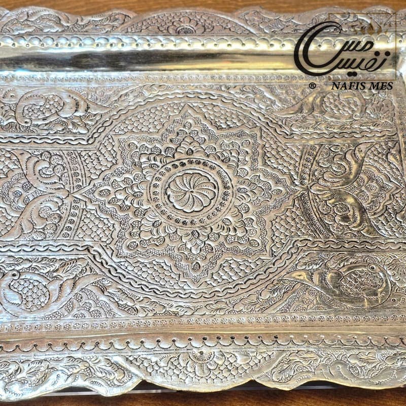 سرویس چای خوری آب نقره طرح ترنج — تصویر ۳