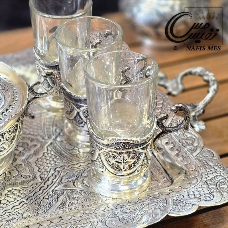 سرویس چای خوری آب نقره طرح ترنج — تصویر ۷