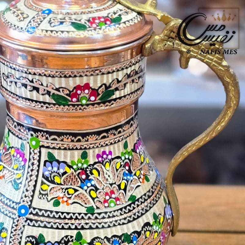 پارچ نقره کوب مینا کاری طرح عربی — تصویر ۴