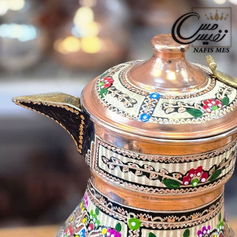 پارچ نقره کوب مینا کاری طرح عربی — تصویر ۳