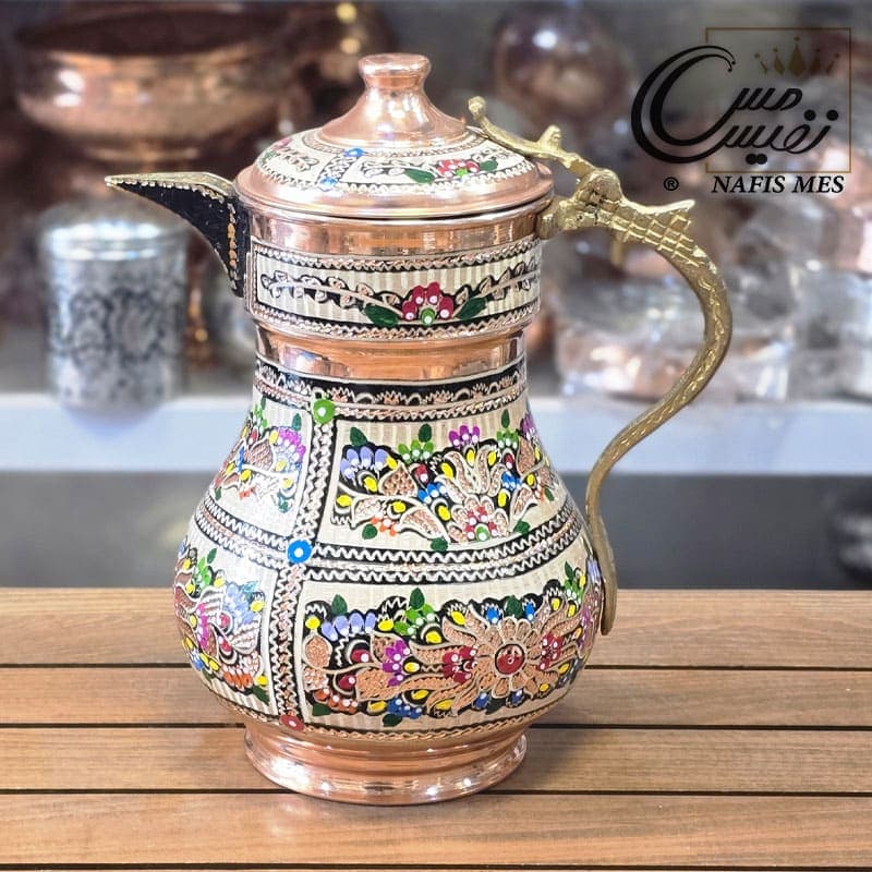 پارچ نقره کوب مینا کاری طرح عربی