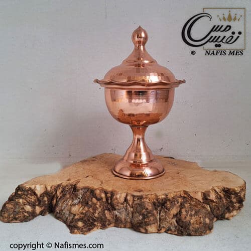 قندان مسی پایه دار چکشی مدل زرین