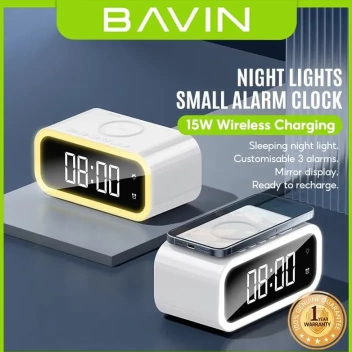 ساعت رومیزی هوشمند و شارژر وایرلس باوین Bavin PC1065S Wireless Charging Clock — تصویر ۱۱