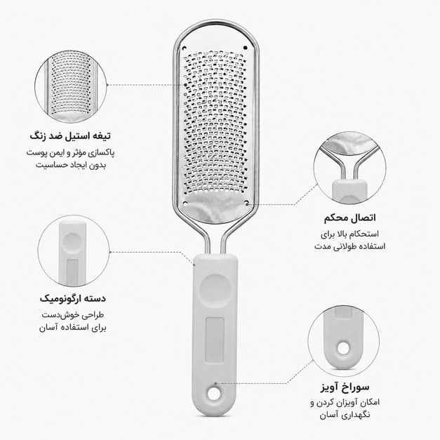 رنده پا استیل ضدزنگ مدل حرفه‌ای — تصویر ۲