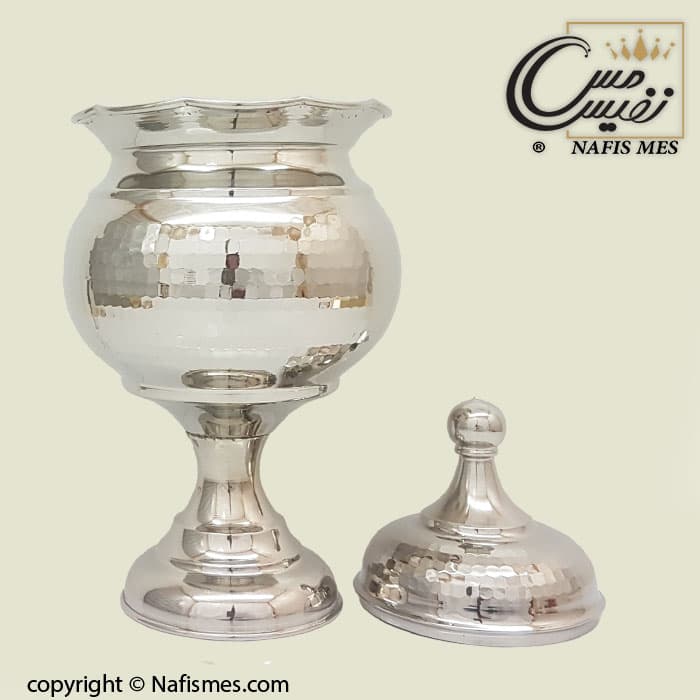 آجیل خوری کروم مسی پایه بلند طرح سلین — تصویر ۲