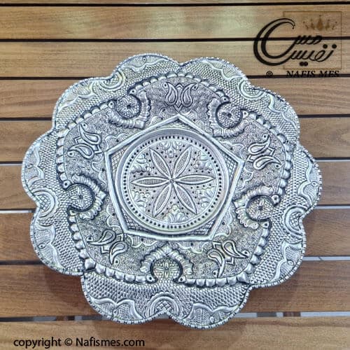 شیرینی خوری سه پایه کوتاه آب نقره قلم