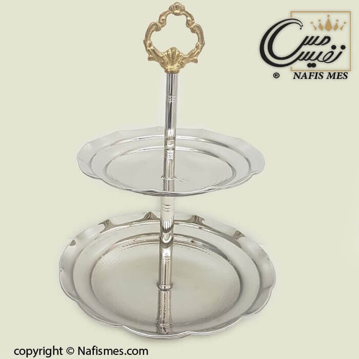 شیرینی خوری مسی کروم دو طبقه طرح برلیان