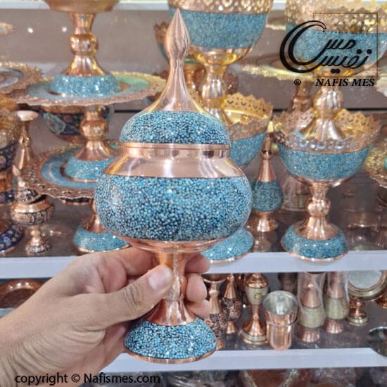 قندان بزرگ پایه دار فیروزه کوبی طرح سویل — تصویر ۲