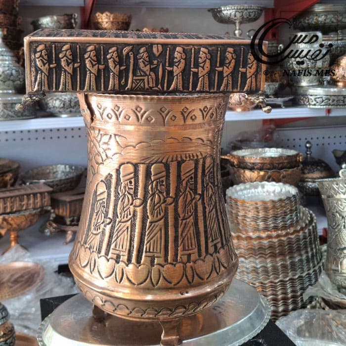 ست سطل زباله و جا دستمال کاغذی مسی
