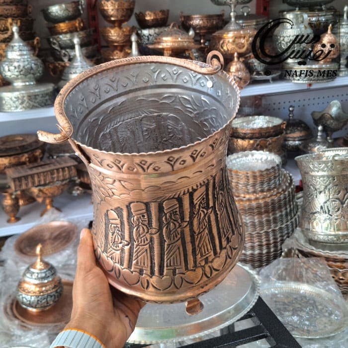 ست سطل زباله و جا دستمال کاغذی مسی — تصویر ۵