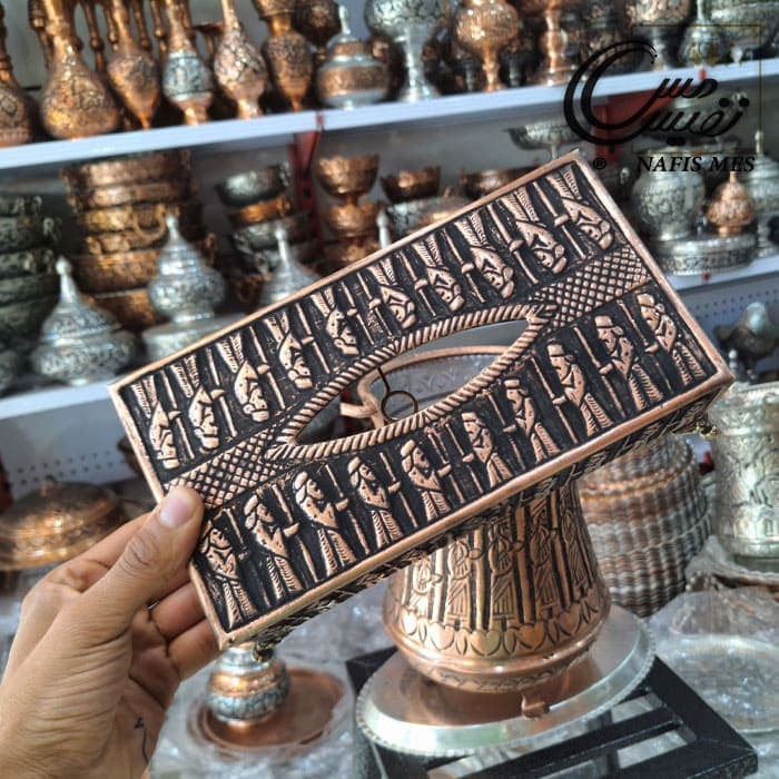 ست سطل زباله و جا دستمال کاغذی مسی — تصویر ۳