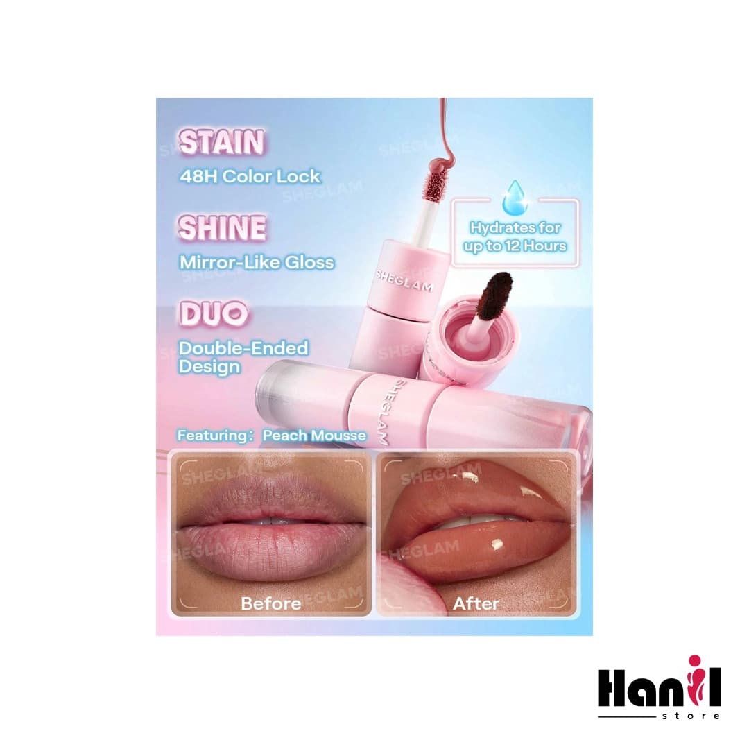 تینت لب پیل آف و لیپ گلاس دو طرفه مدل Line To Shine رنگ 114 Pink Macaron — تصویر ۳