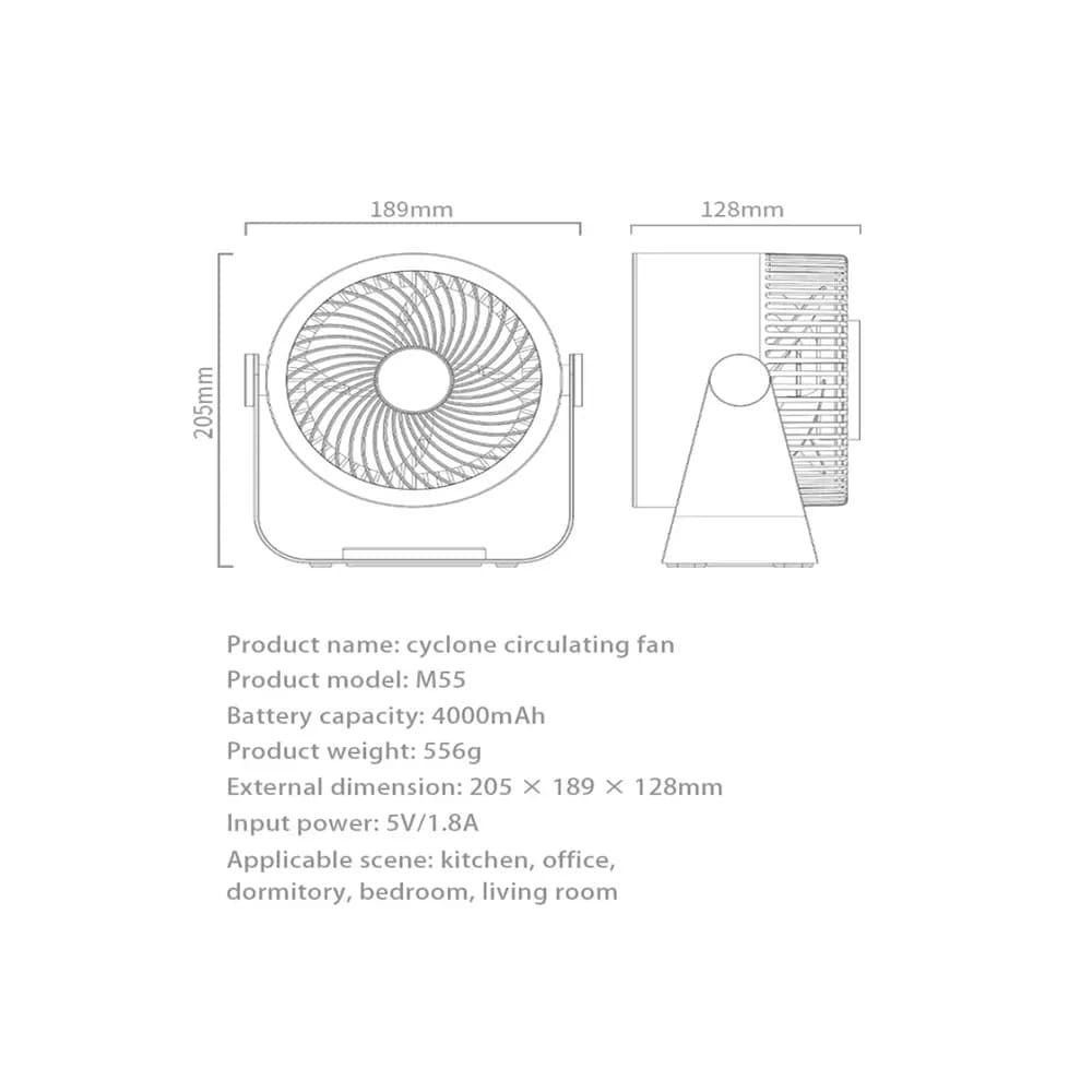 پنکه شارژی Zolele Cycline Fan M55 — تصویر ۷
