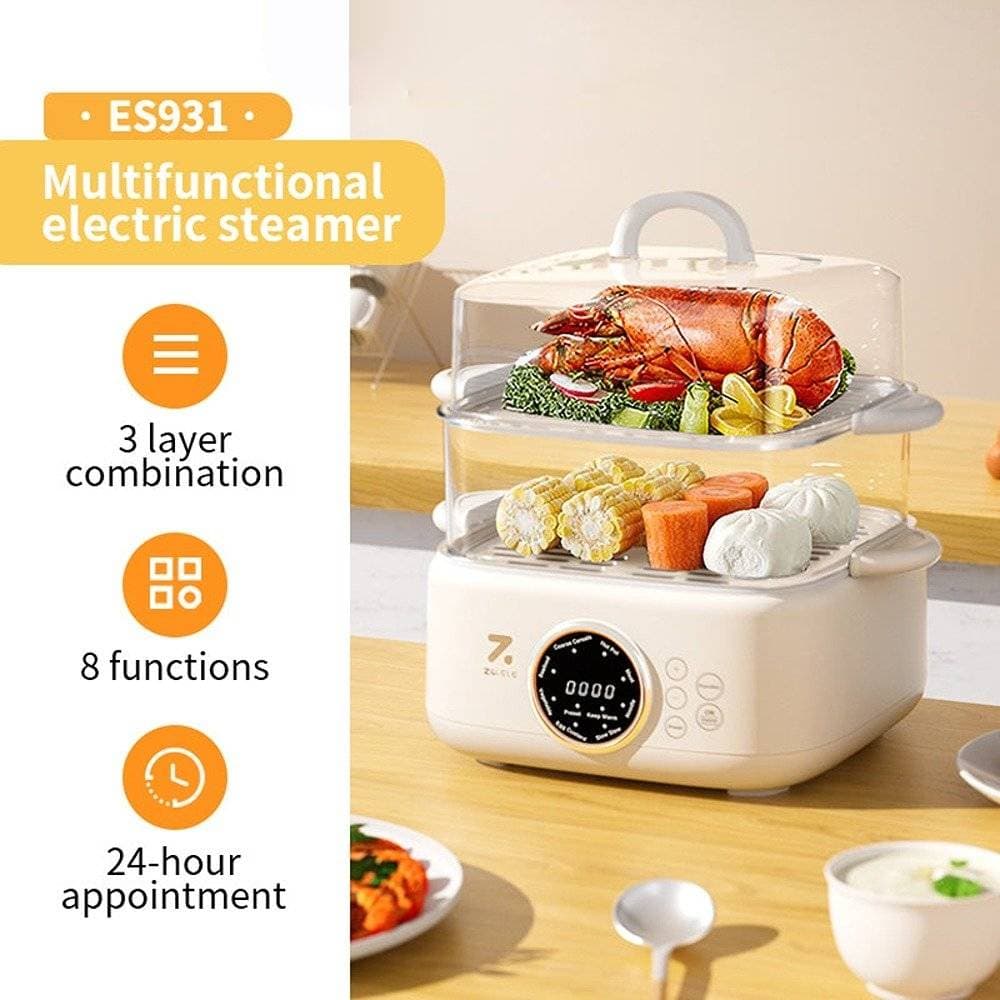 بخارپز برقی سه لایه شیائومی مدل Zolele ES931 Multi-Function Steamer — تصویر ۲