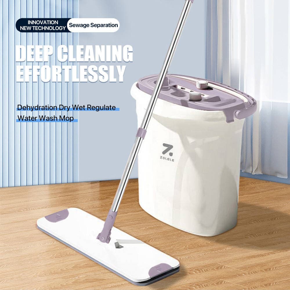 ست سطل و زمین شوی چرخشی شیائومی مدل Zolele Flat Mop Bucket FM01 — تصویر ۷