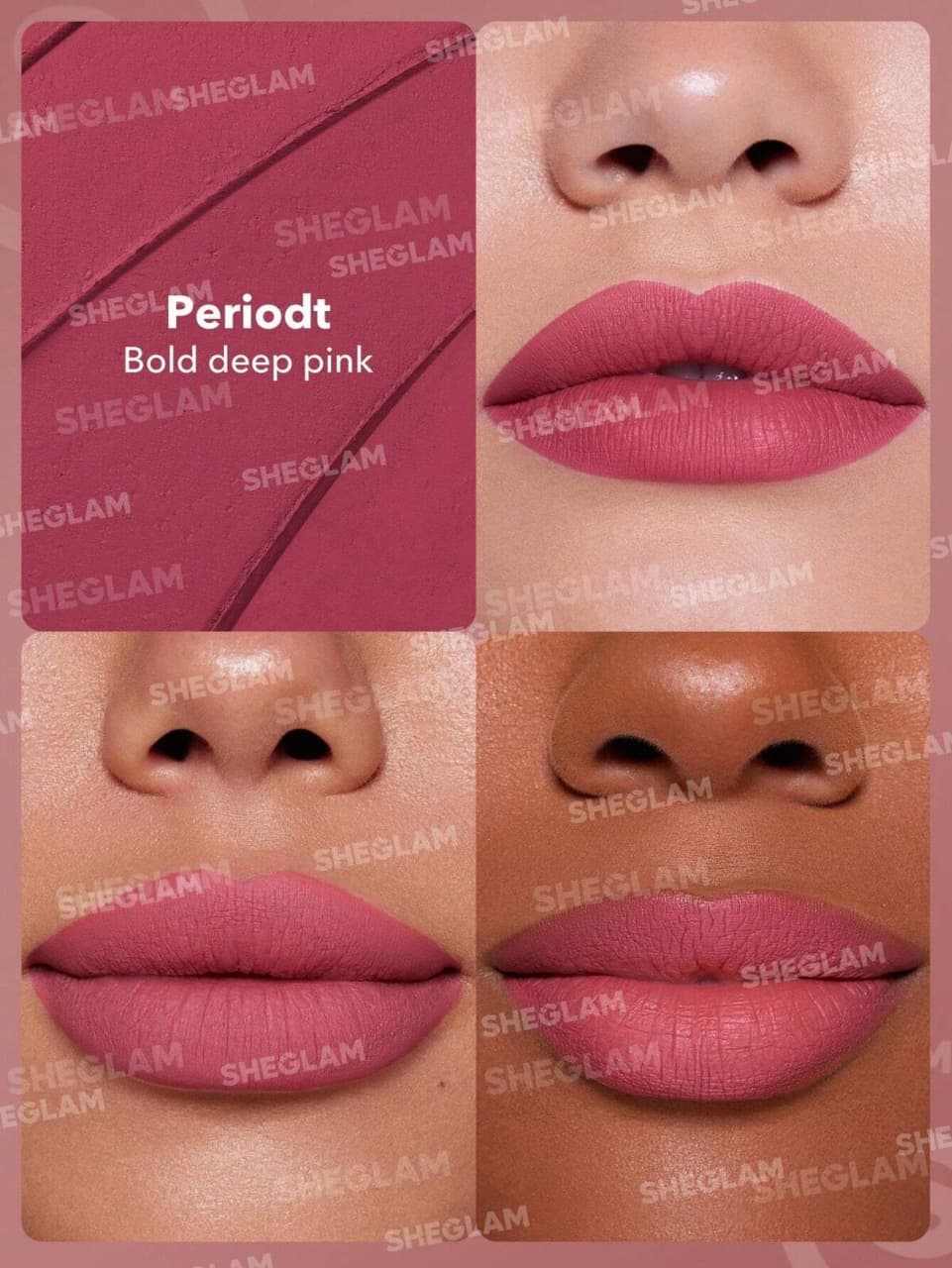رژلب جامد داینامات بوم شیگلم رنگ PERIODT SHEGLAM — تصویر ۳