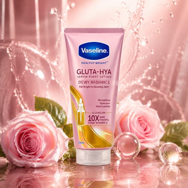 لوسیون بدن وازلین مدل Gluta-Hya Serum Burst Lotion Dewy Radiance — تصویر ۳