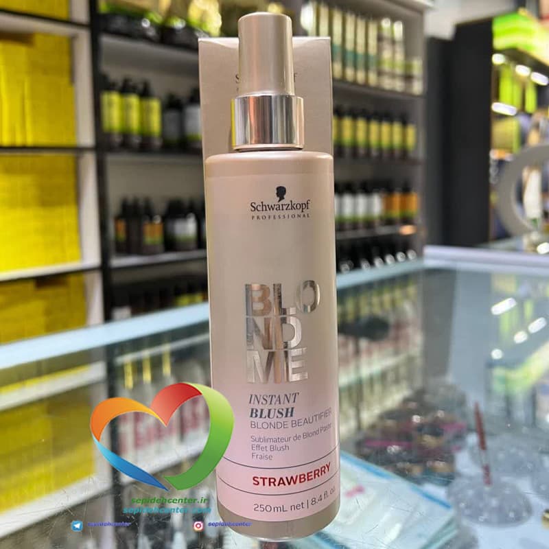 اسپری رنگ مو توت فرنگی بلوندمی شوارتسکف BlondMe Instant Blush Strawberry — تصویر ۲