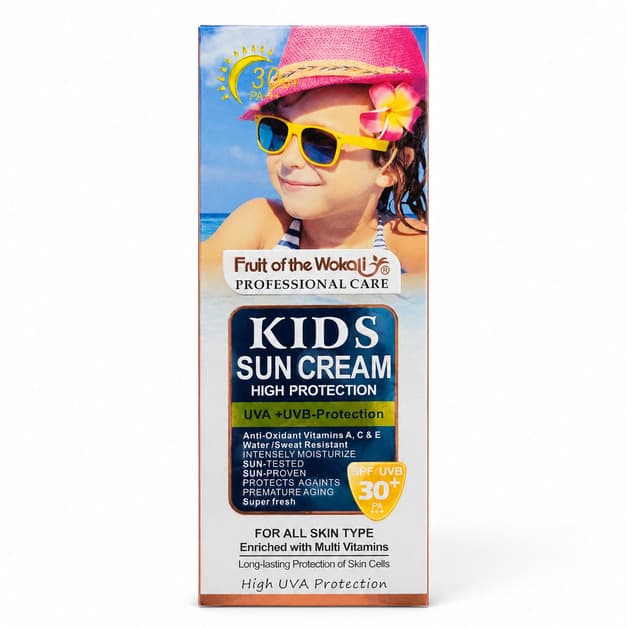 کرم ضدآفتاب کودک Fruit of the Wokali مدل Kids Sun Cream SPF 30+
