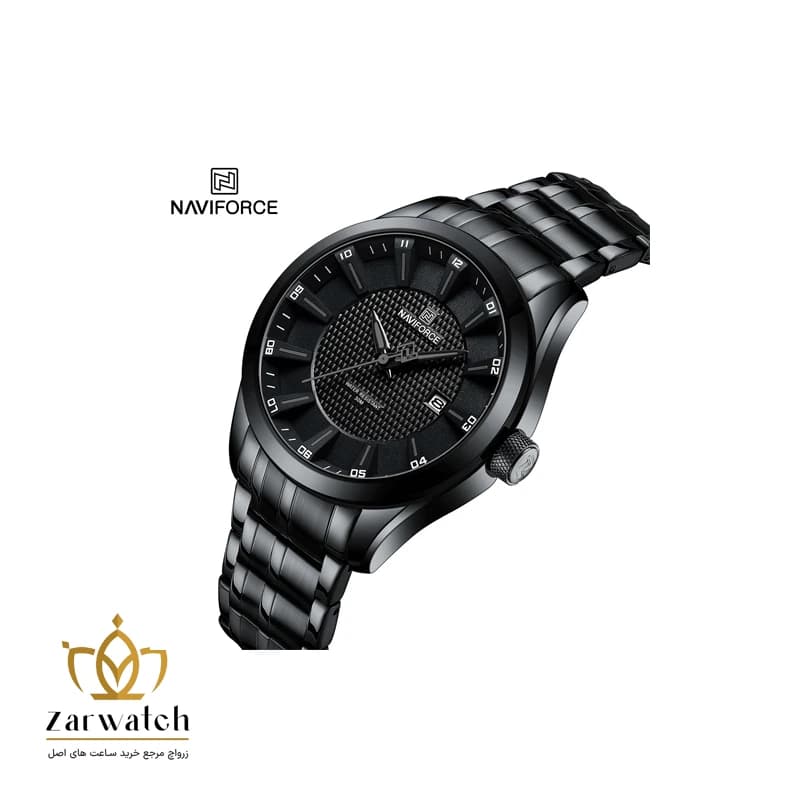 ساعت مردانه ناوی فورس – صفحه مشکی – بند استیل مشکی – Naviforce 8032s-BGY — تصویر ۲