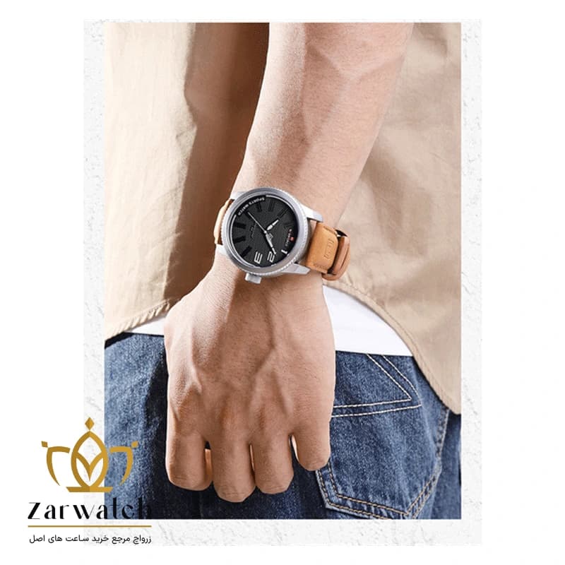 ساعت مردانه ناوی فورس Naviforce 9202-SWLBN بند چرم قهوه ای — تصویر ۴