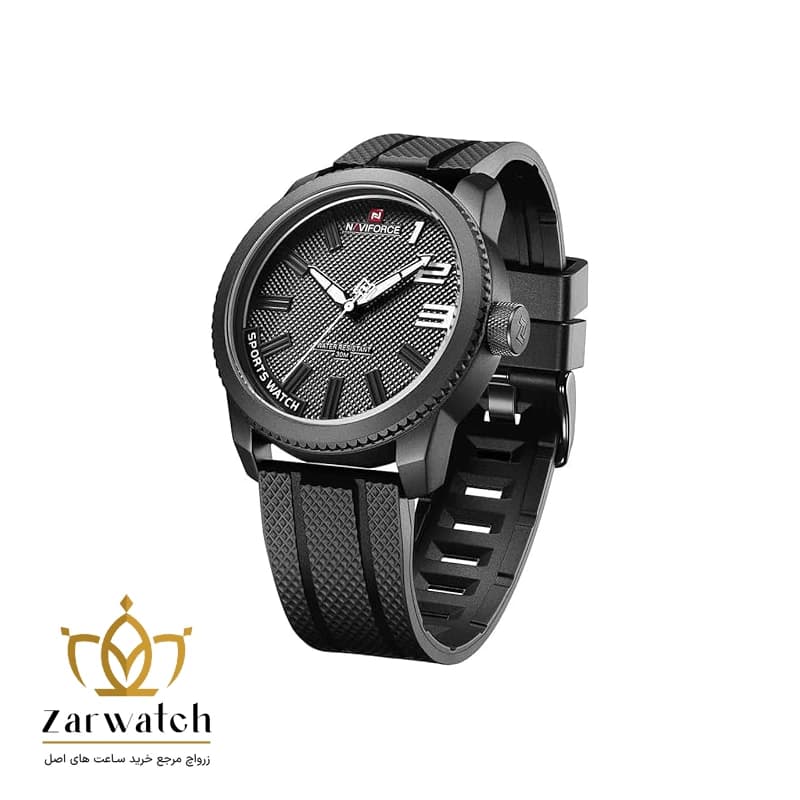 ساعت مردانه ناوی فورس Naviforce BB-9202 بند رابر مشکی — تصویر ۲