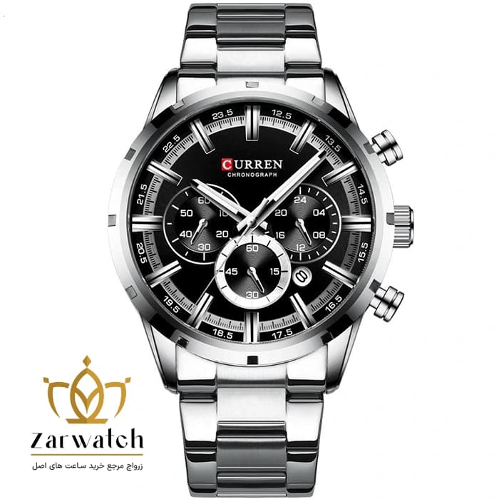 ساعت مچی مردانه کارن مدل 8355-BLACK – صفحه مشکی – بند استیل