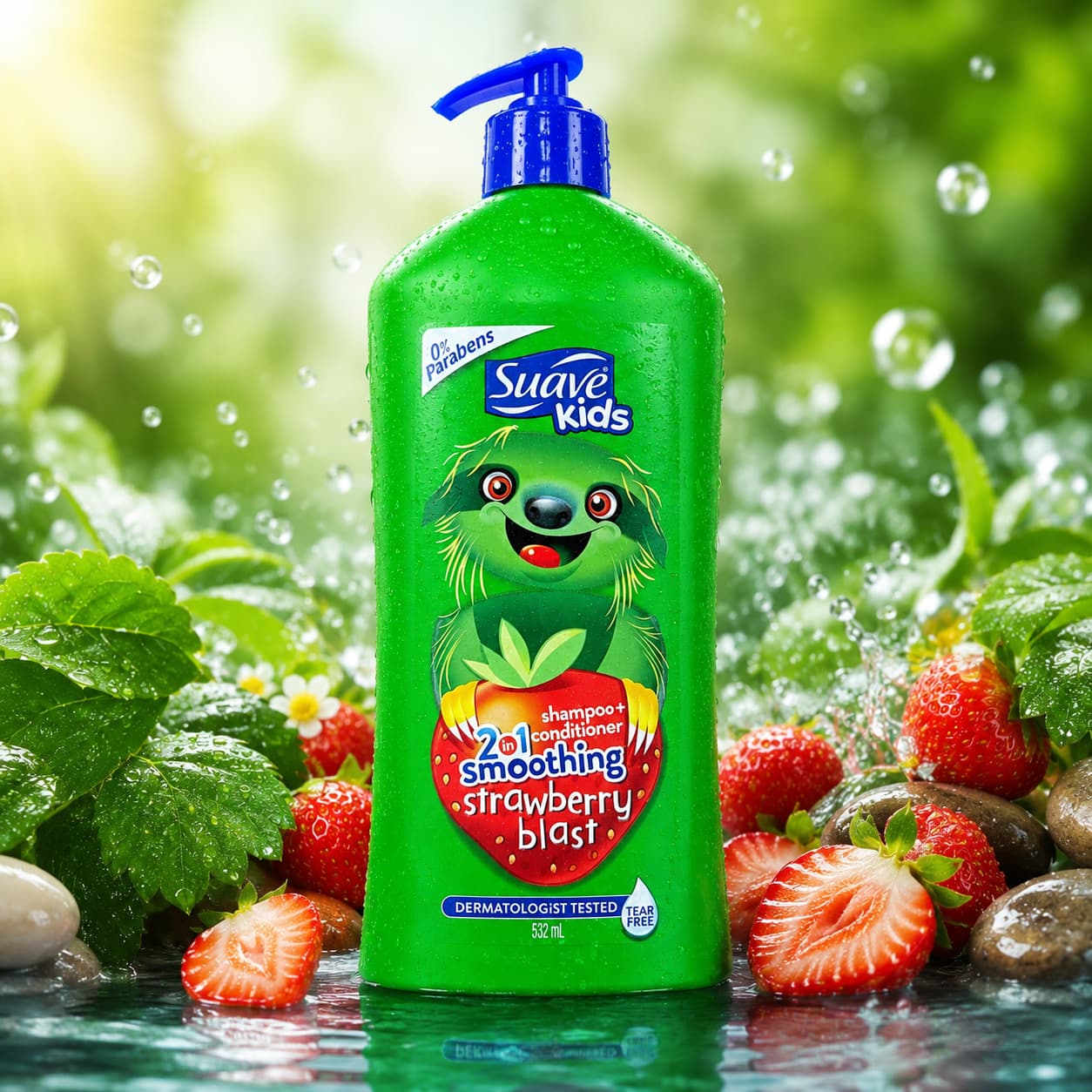 شامپو و نرمکننده کودک 2 در 1 Suave Kids مدل Smoothing Strawberry Blast — تصویر ۲
