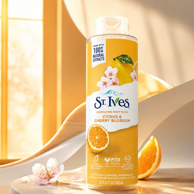 ژل شست‌وشوی بدن انرژی‌بخش سنت ایوز مدل Citrus & Cherry Blossom حاوی عصاره مرکبات و شکوفه گیلاس (حجم 650 میل) — تصویر ۳