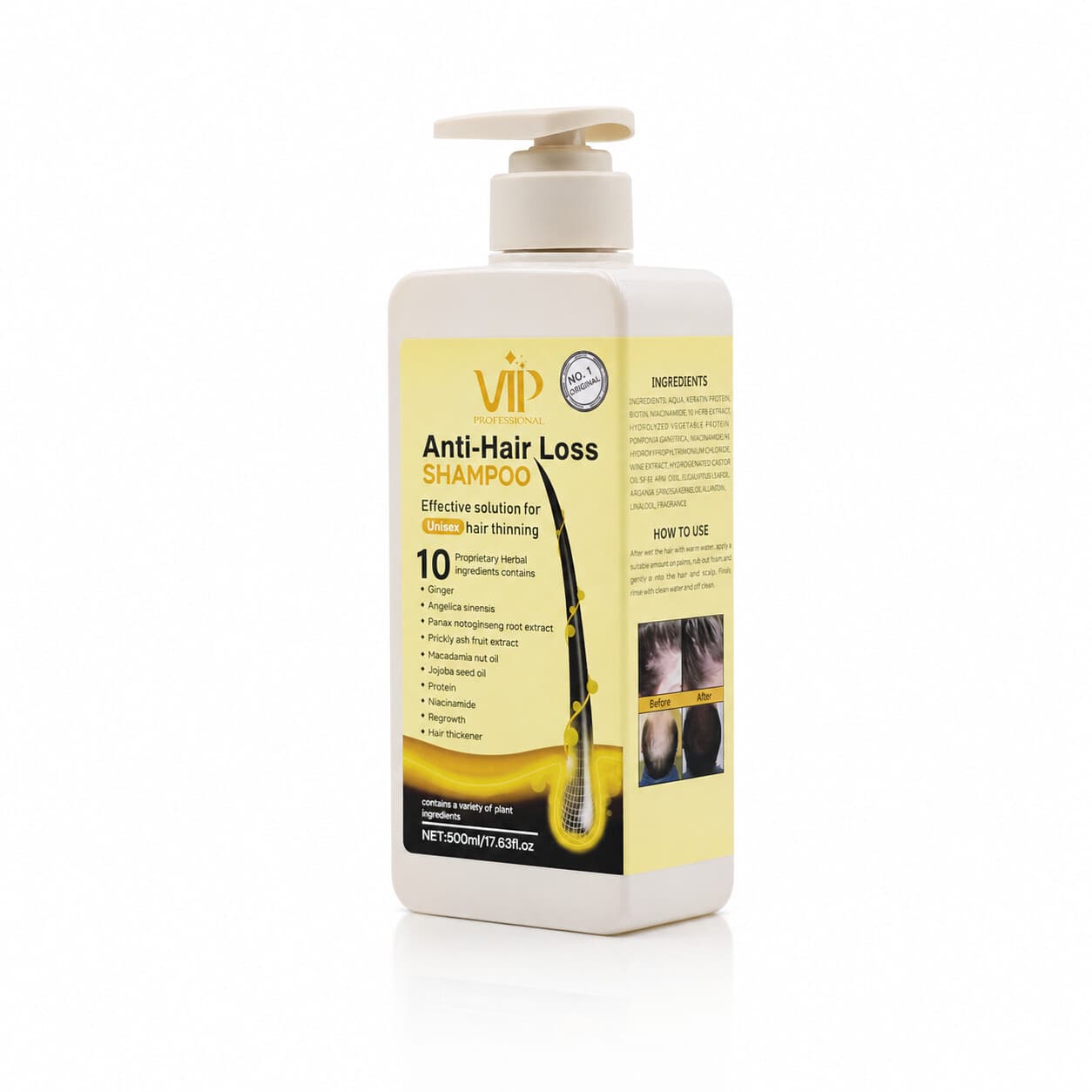 شامپو ضد ریزش مو VIP مدل Anti-Hair Loss Shampoo Herbal Complex 10X (حجم 500 میل)