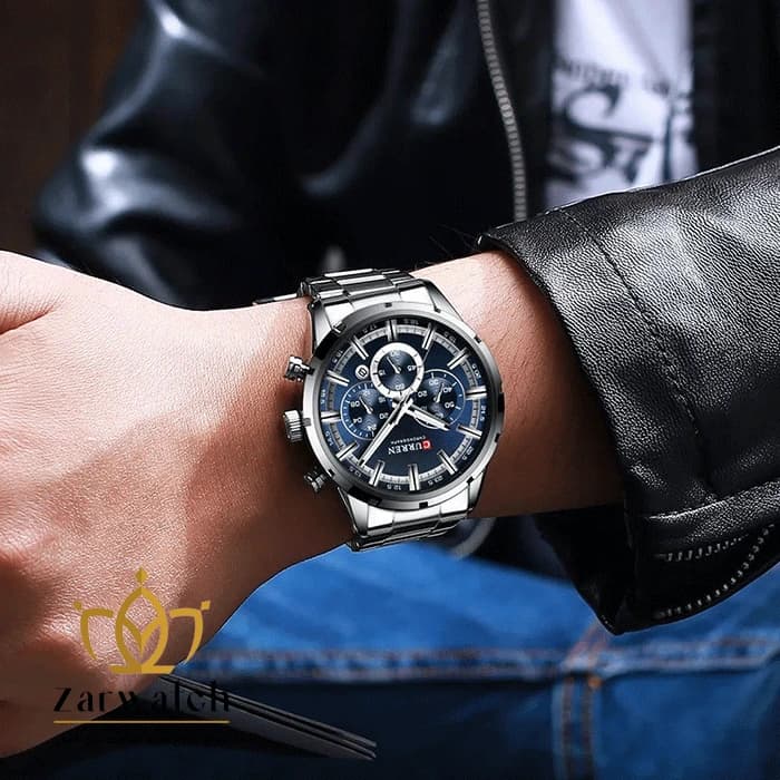 ساعت مچی مردانه کارن مدل 8355-BLUE – صفحه آبی – بند استیل — تصویر ۳