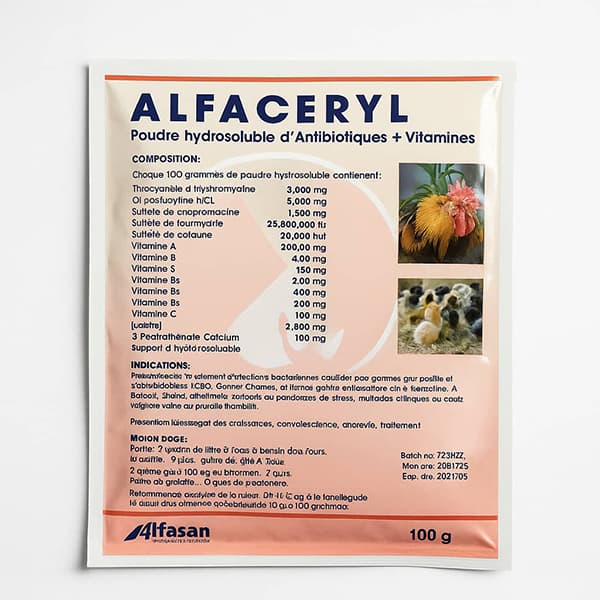 پودر آلفاسریل ALFACERYL محلول در آب | ترکیب آنتی‌بیوتیک و ویتامین مخصوص طیور