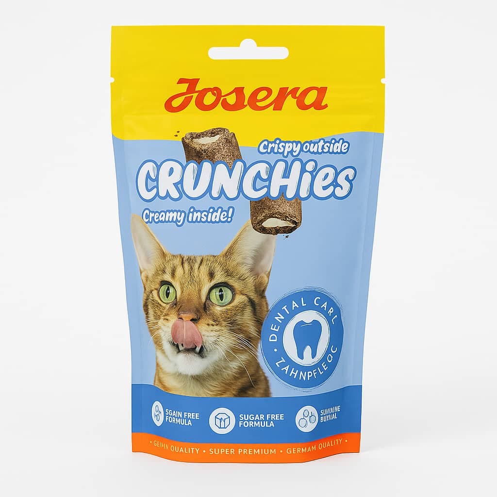 تشویقی گربه جوسرا کرانچیز با طعم گوشت و ماهی 60 گرمی – Josera Crunchies Dental