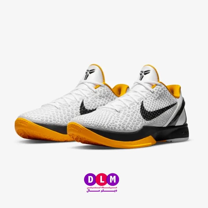 کفش بسکتبال نایکی کوبی 6 رنگ سفید و زرد – Nike Kobe 6 White Yellow