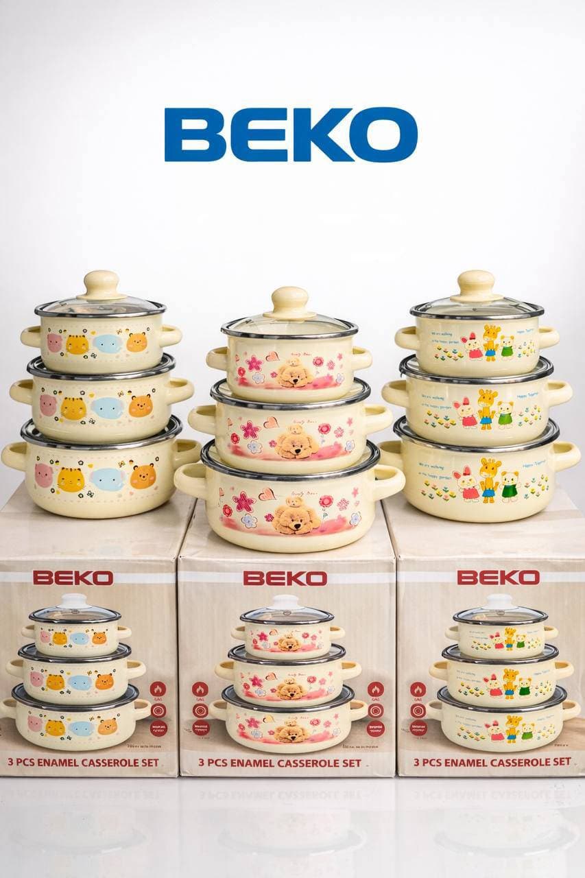 سرویس قابلمه نوزاد و کودک 3 تکه لعابی مارک beko