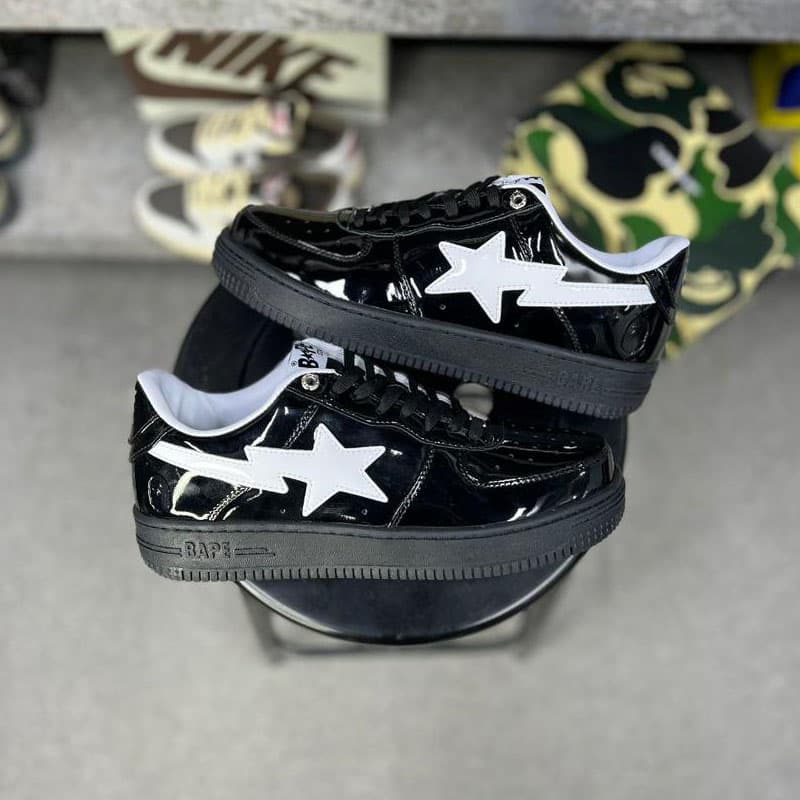 بیپ استا مشکی APE BAPE STA PATENT BLACK — تصویر ۲