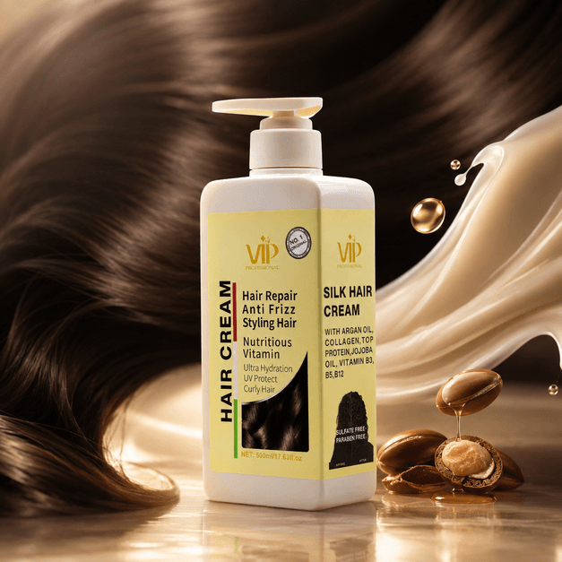 کرم مو بدون سولفات آرگان VIP Professional مدل Silk Hair Cream حجم 500 میل — تصویر ۵