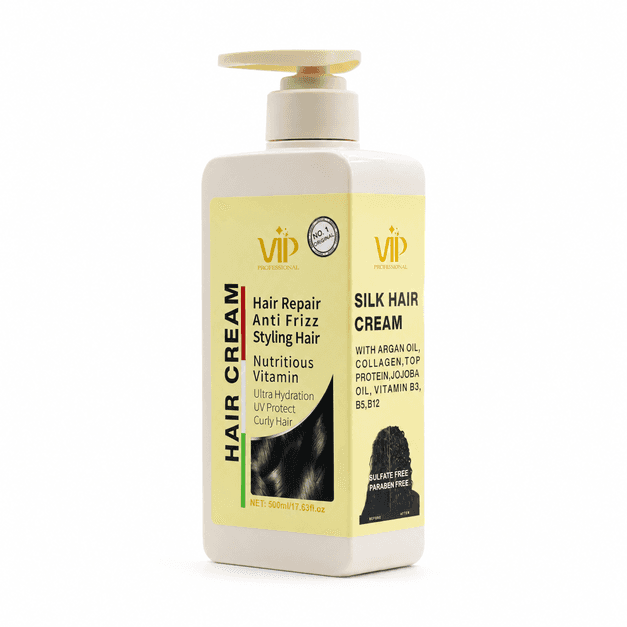 کرم مو بدون سولفات آرگان VIP Professional مدل Silk Hair Cream حجم 500 میل