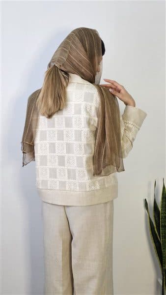 کت و شلوار شانتون کرمی — تصویر ۳
