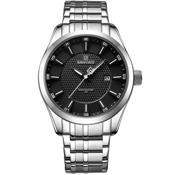 ساعت مچی مردانه ناوی فورس مدل Naviforce SB-8032 – صفحه مشکی – بند استیل